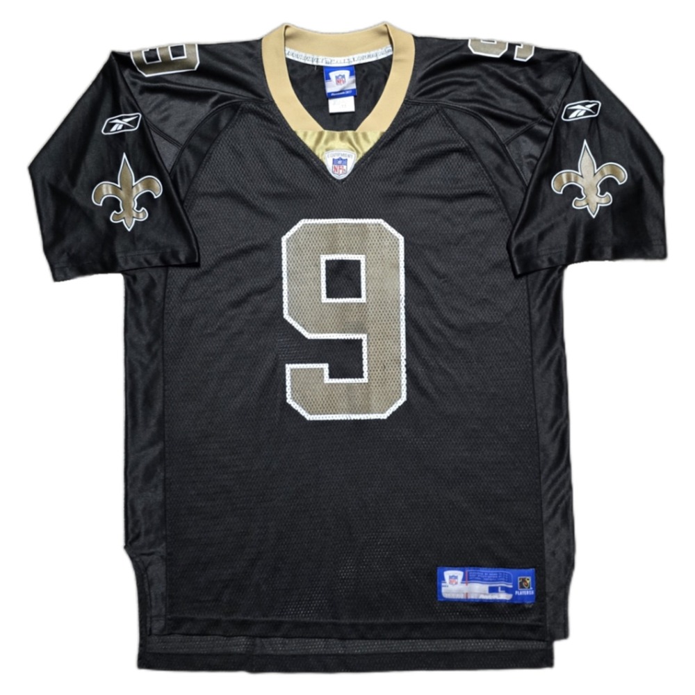 Reebok New Orleans Saints Vintage Drew Brees #9 NFL Jersey Mens Size L Black